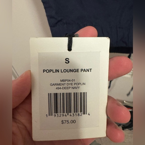 Onia Men Small Poplin Lounge Pants Deep Navy $75 NWT - Picture 2 of 9
